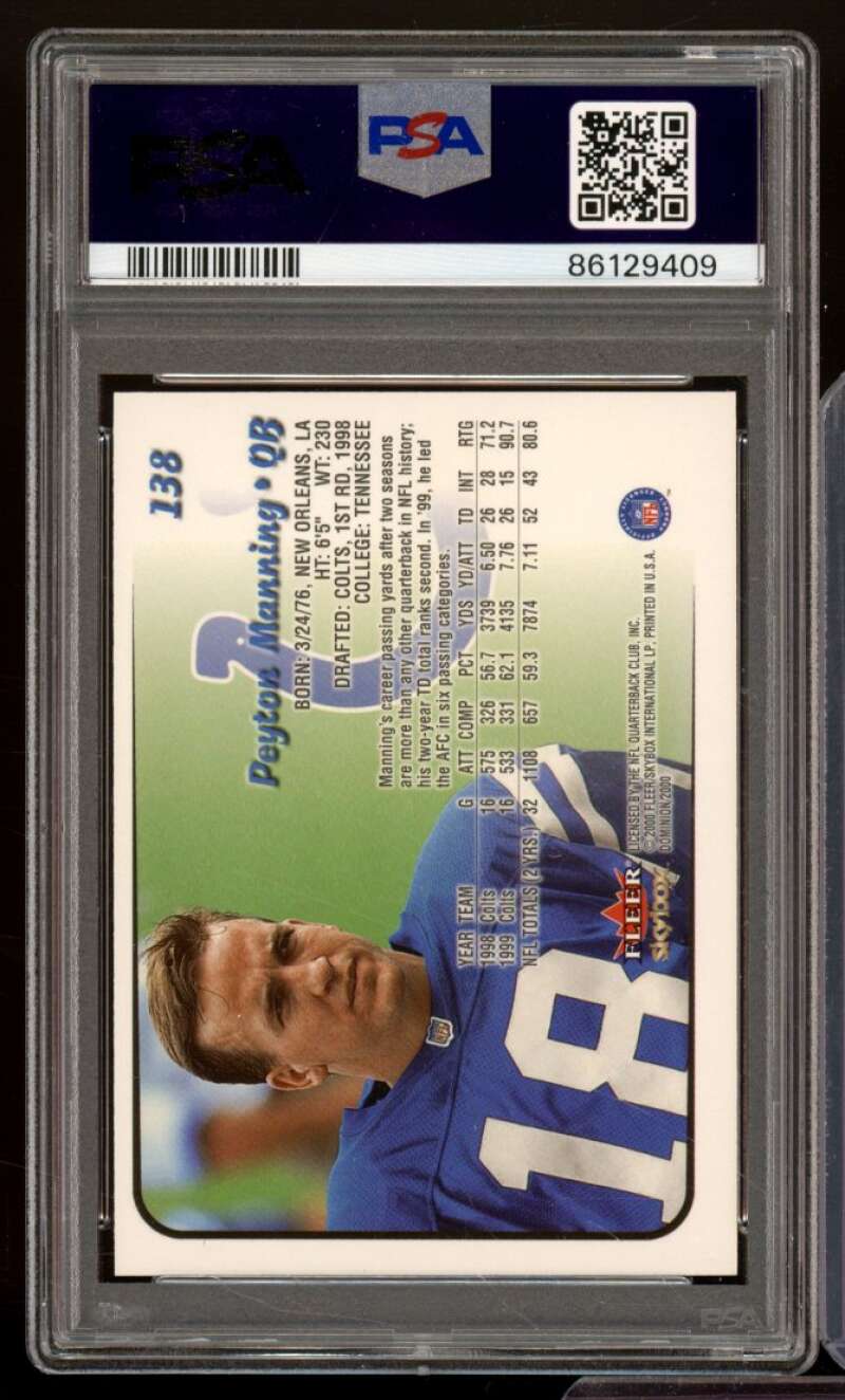 Peyton Manning Card 2000 Skybox Dominion Extra #138 PSA 8 Image 2