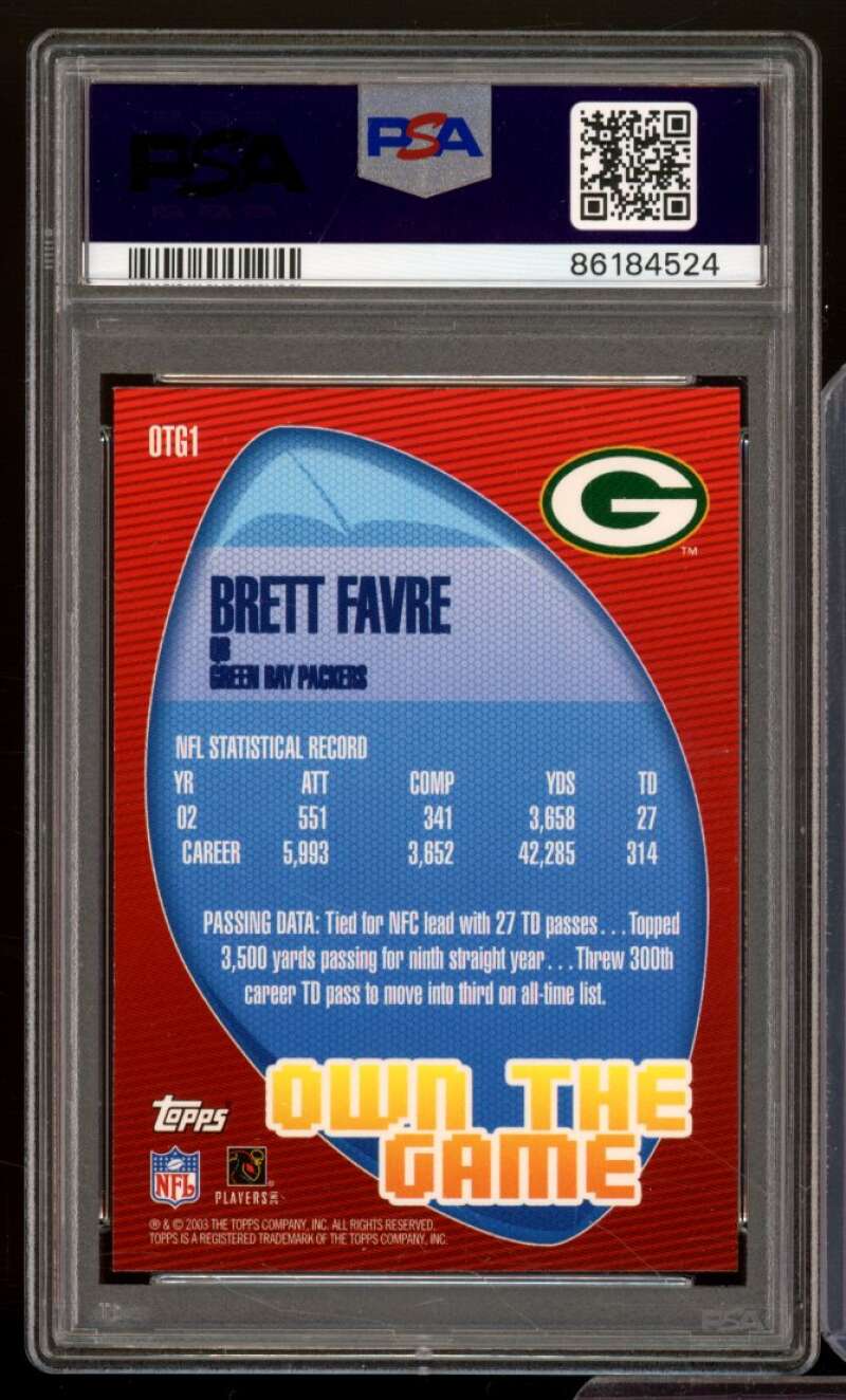 Brett Favre Card 2003 Topps Own the Game #Otg1 PSA 7 Image 2