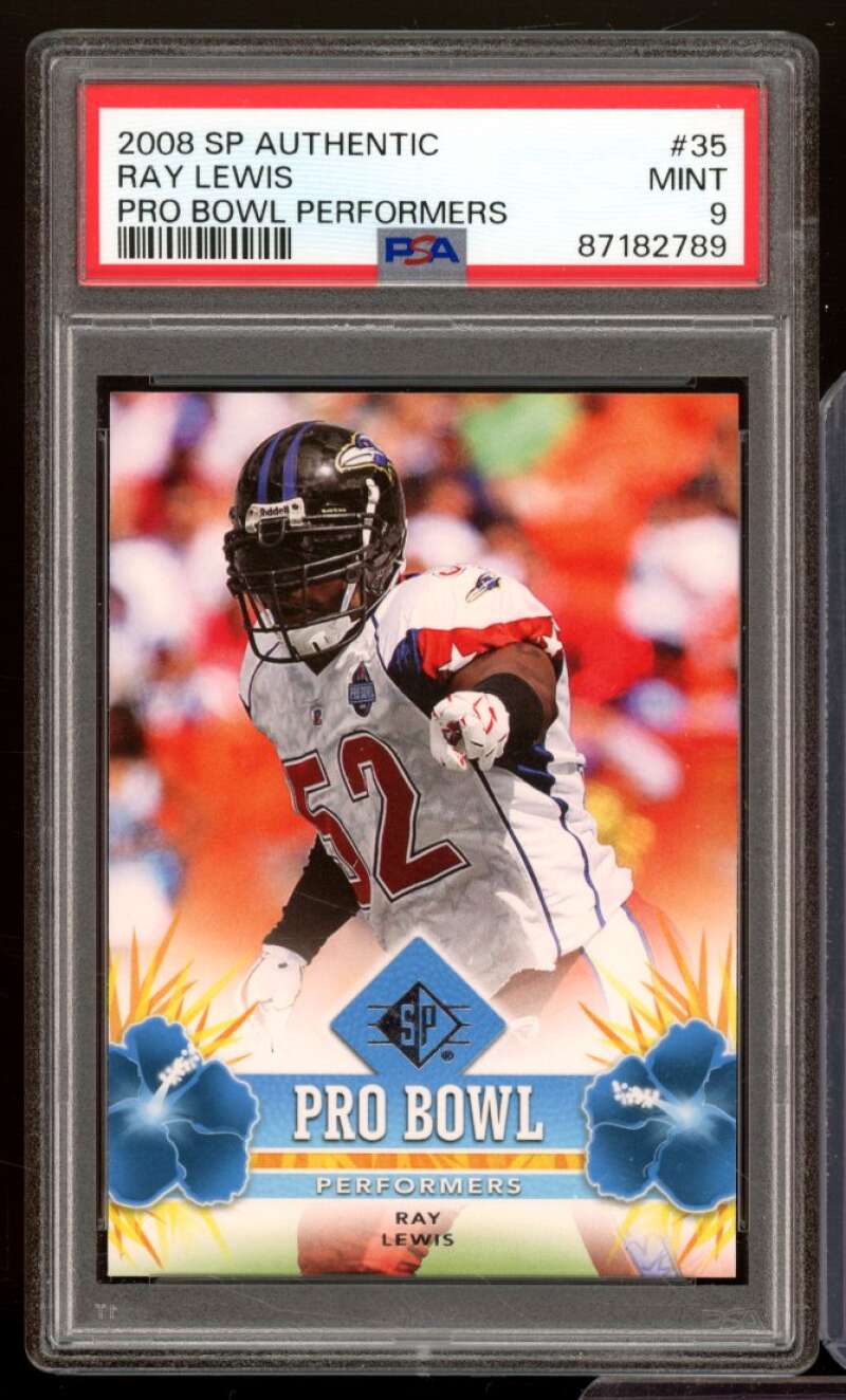 Ray Lewis Card 2008 SP Authentic Prro Bowl Perforers (pop 1) #35 PSA 9 Image 1