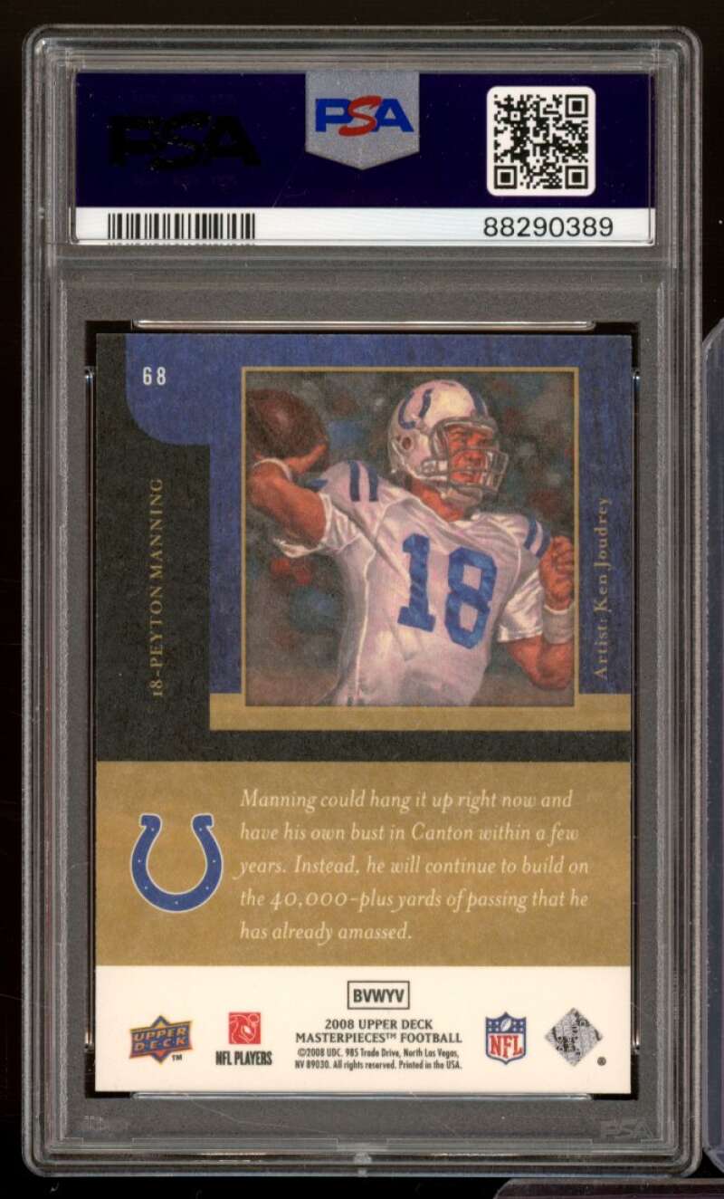 Peyton Manning Card 2008 U.D. Masterpieces #68 PSA 9 Image 2