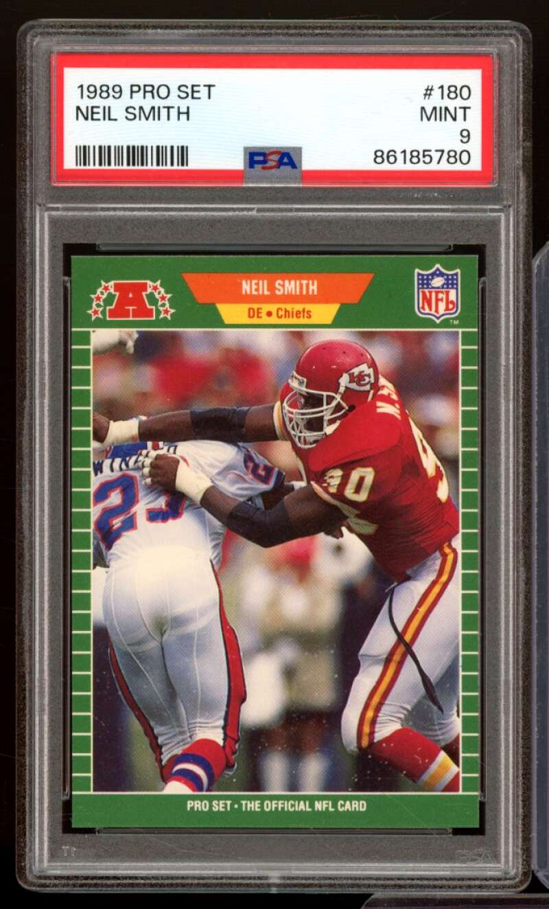 Neil Smith Rookie Card 1989 Pro Set #180 PSA 9 Image 1