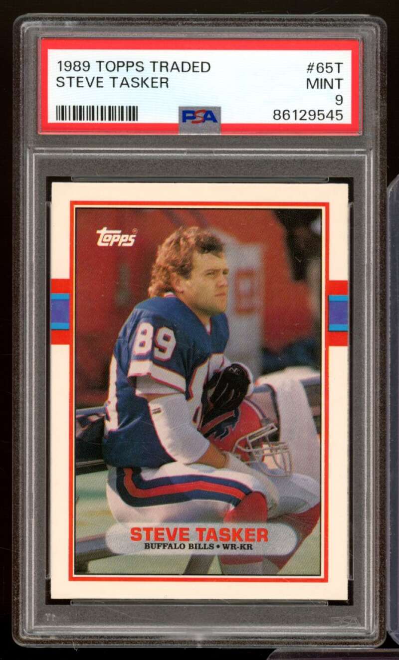 Steve Tasker Card 1989 Topps Traded #65T PSA 9 Image 1