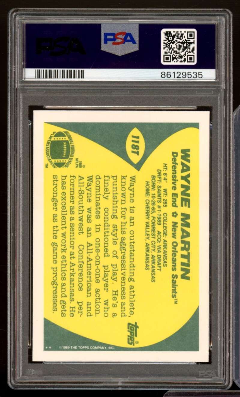 Wayne Martin Card 1989 Topps Traded #118T PSA 8 Image 2