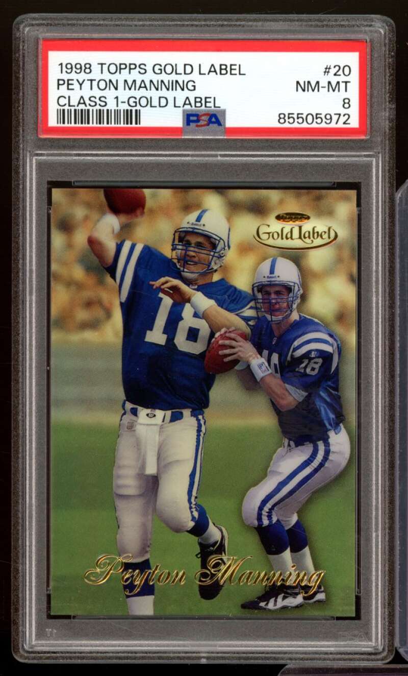 Peyton Manning Rookie Card 1998 Topps Gold Label Class 1 #20 PSA 8 Image 1