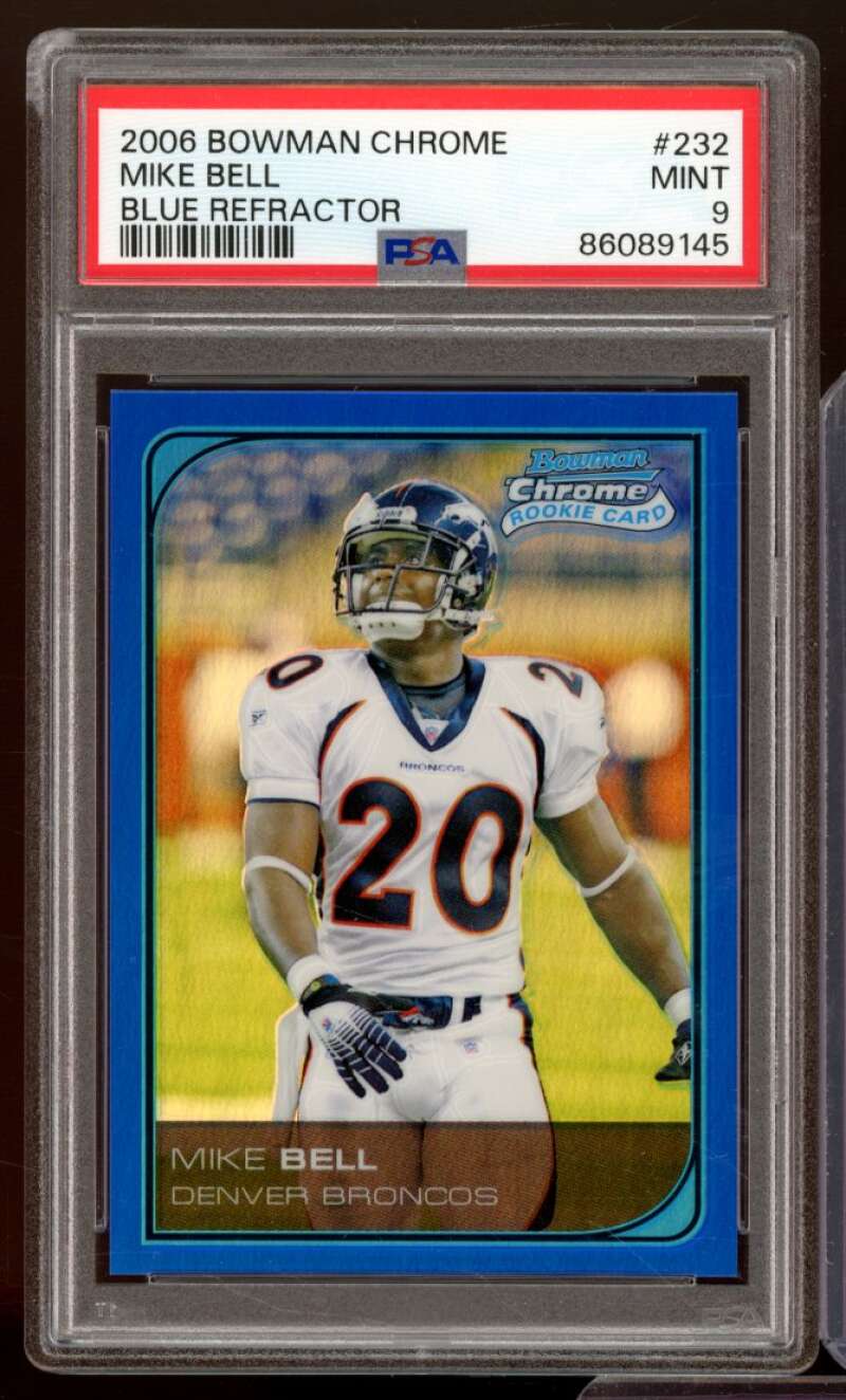 Mike Bell Card 2006 Bowman Chrome Blue Refractor (pop 1) #232 PSA 9 Image 1