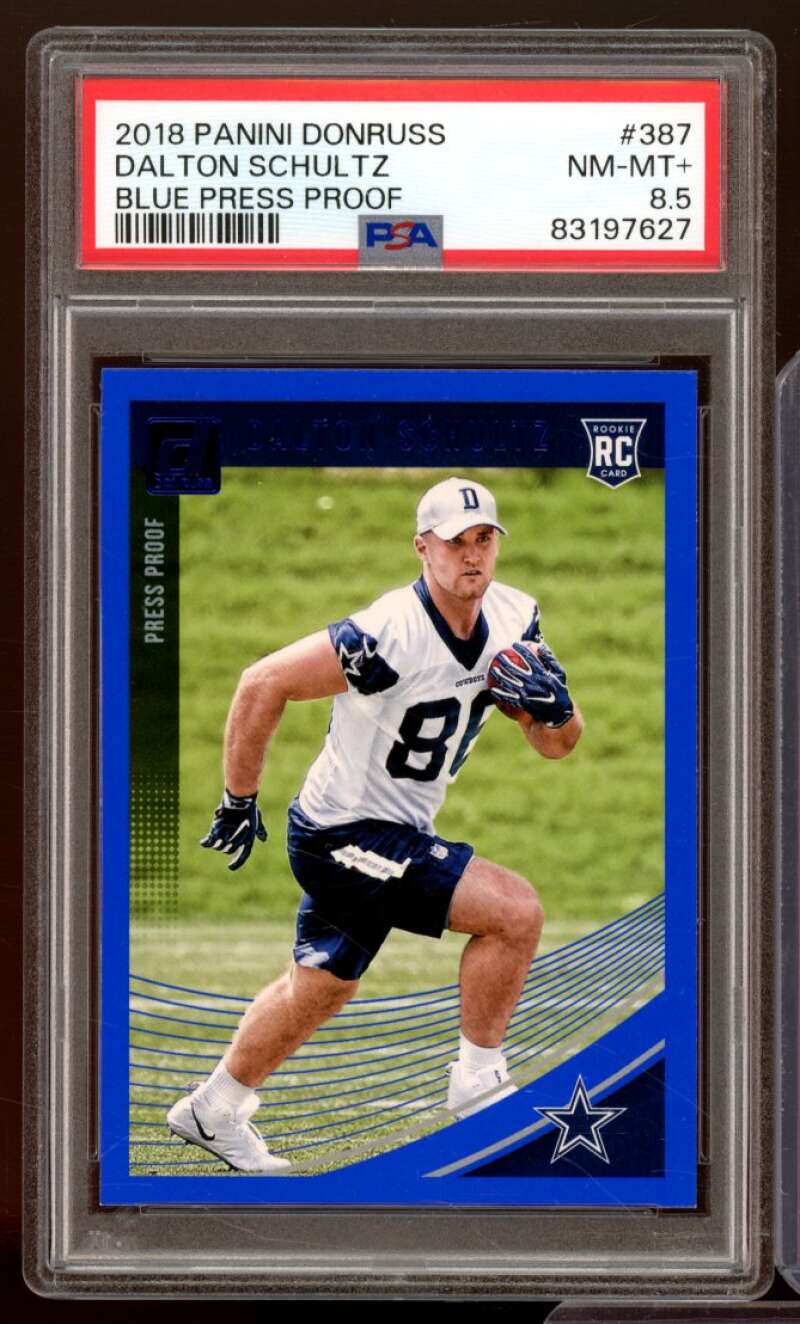 Dalton Schultz Rookie Card 2018 Donruss Press Proof Blue (pop 1) #387 PSA 8.5 Image 1