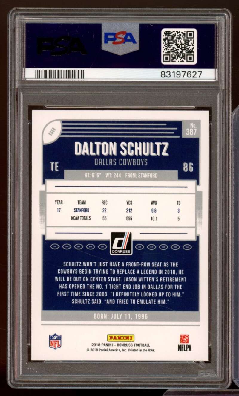 Dalton Schultz Rookie Card 2018 Donruss Press Proof Blue (pop 1) #387 PSA 8.5 Image 2