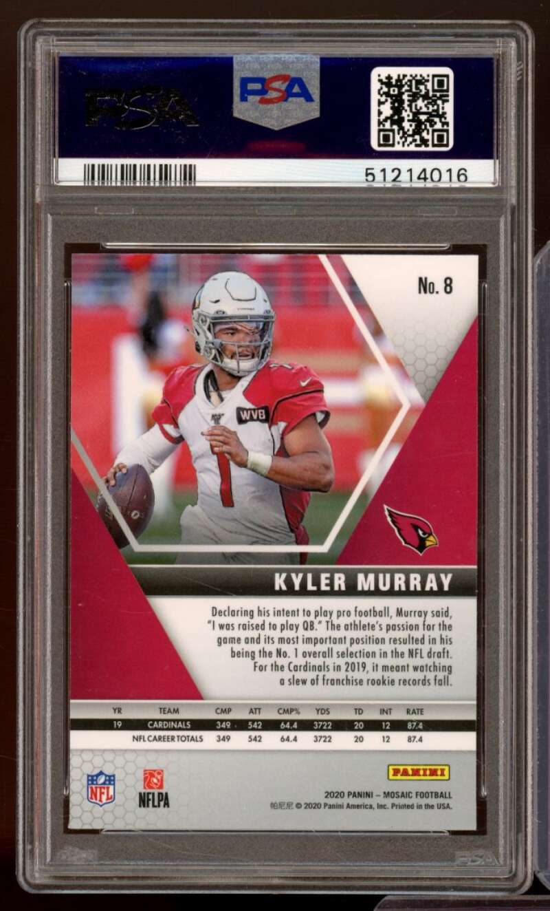 Kyler Murray Card 2020 Panini Mosaic #8 PSA 8 Image 2