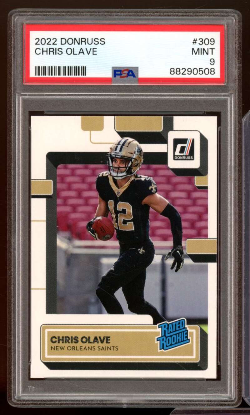 Chris Olave Rookie Card 2022 Donruss #309 PSA 9 Image 1