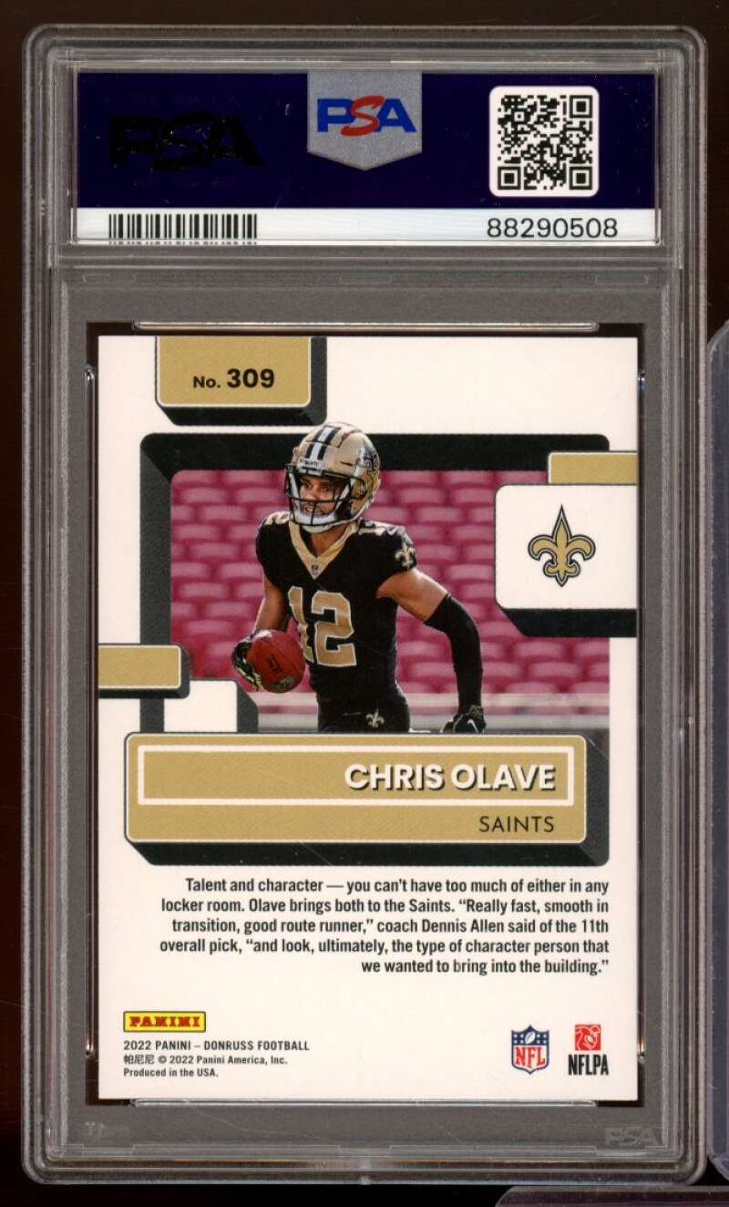 Chris Olave Rookie Card 2022 Donruss #309 PSA 9 Image 2