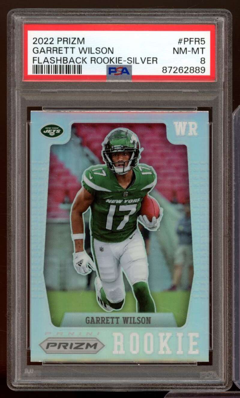 Garrett Wilson Rookie Card 2022 Prizm #PFR5 PSA 8 Image 1