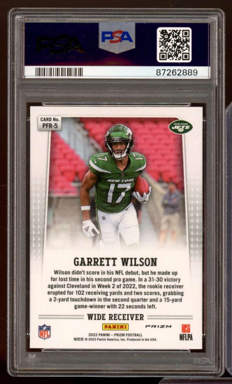 Garrett Wilson Rookie Card 2022 Prizm #PFR5 PSA 8 Image 2