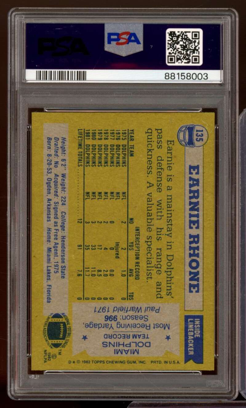 Earnie Rhone Card 1982 Topps #135 PSA 8 Image 2