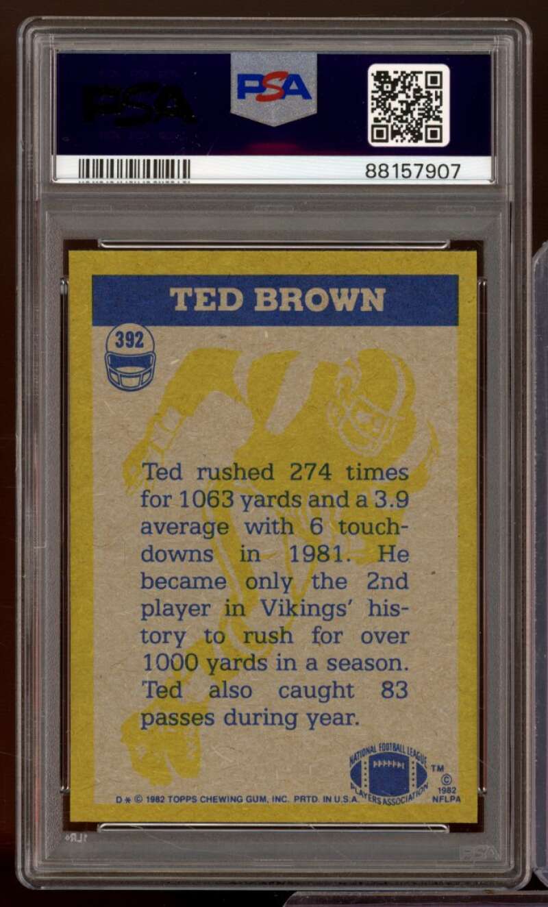 Ted Brown Card 1982 Topps #392 PSA 8 Image 2