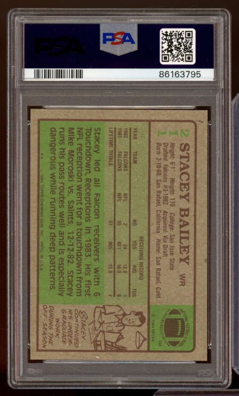 Stacey Bailey Rookie Card 1984 Topps #211 PSA 9 Image 2