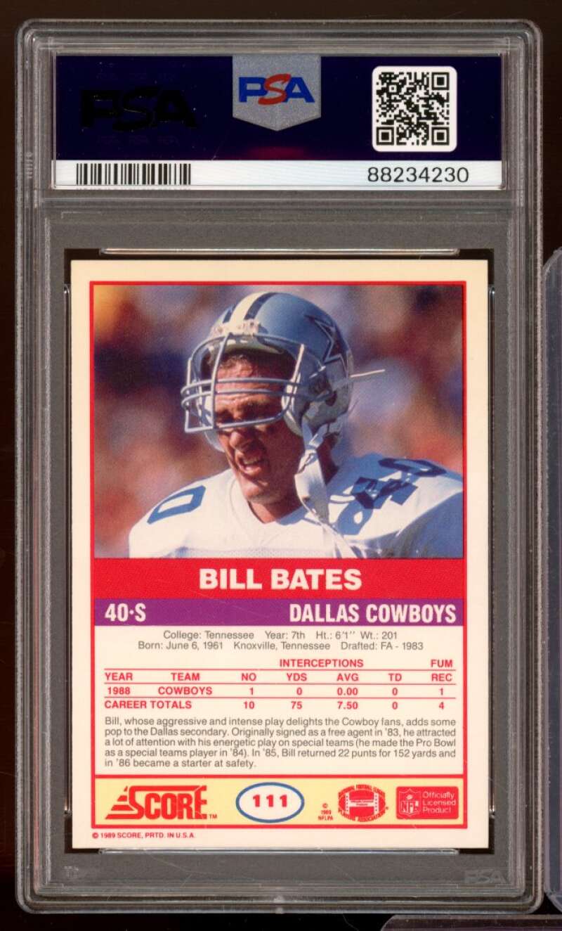 Bill Bates Card 1989 Score #111 PSA 9 Image 2