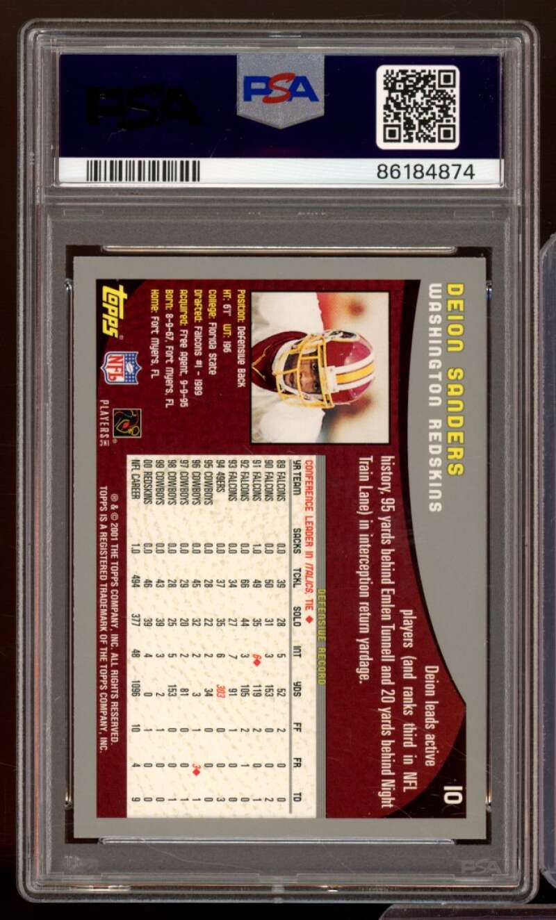 Deion Sanders Card 2001 Topps Colletion (pop 4) #10 PSA 9 Image 2