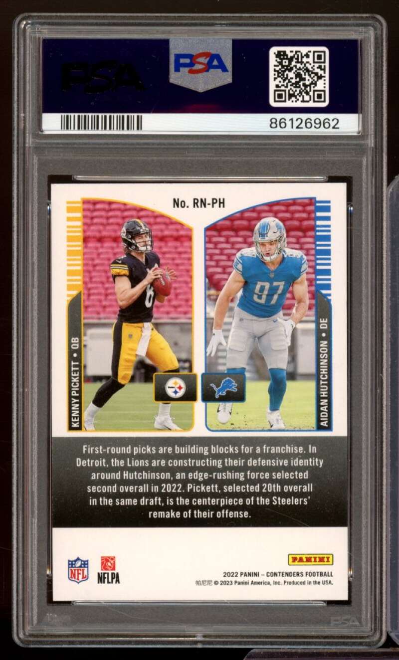 Kenny Pickett/Hutchinson Rookie 2022 Contenders Round Numbers-Emerald #7 PSA 9 Image 2