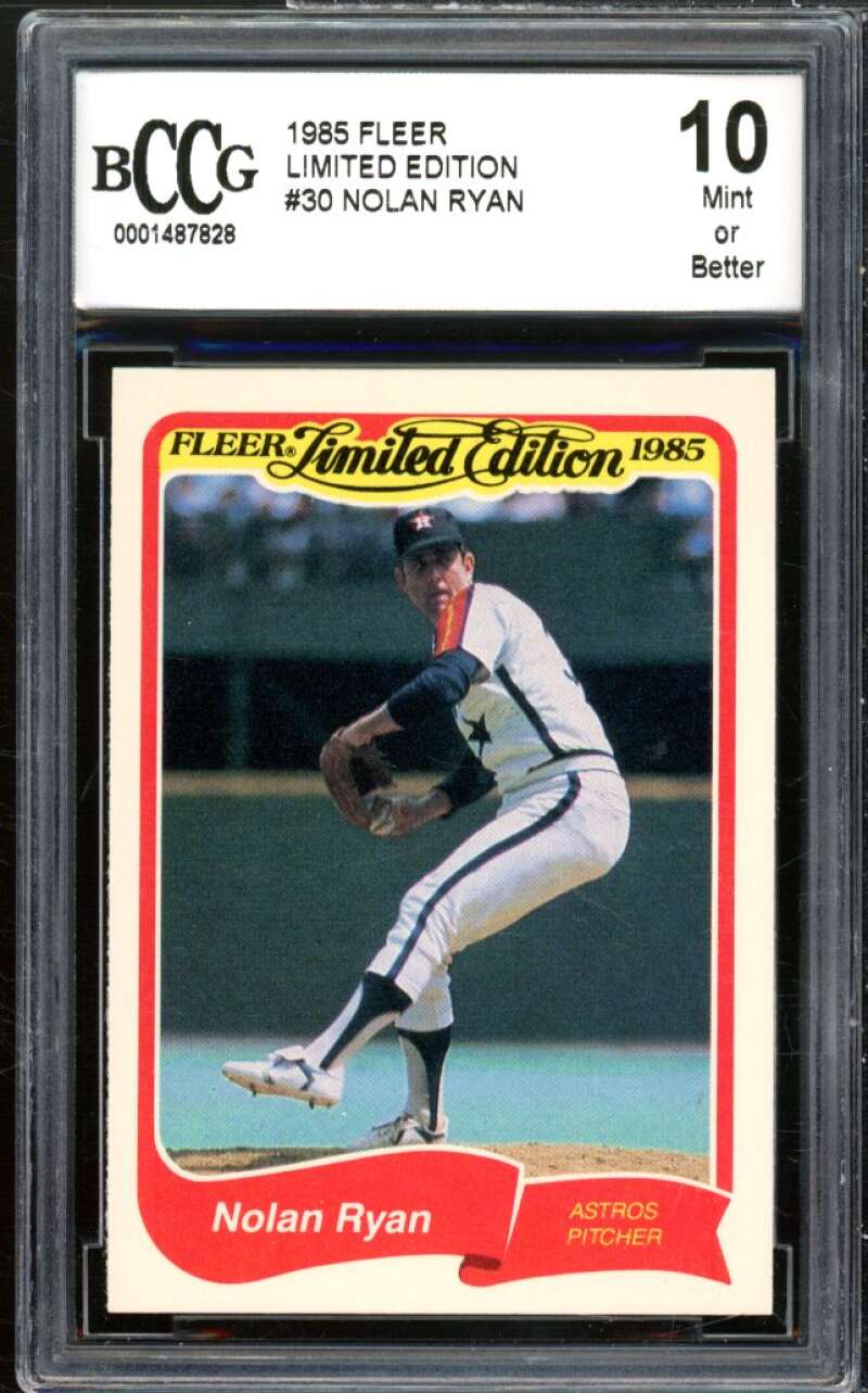 1985 Fleer Limited Edition #30 Nolan Ryan Card BGS BCCG 10 Mint+ Image 1