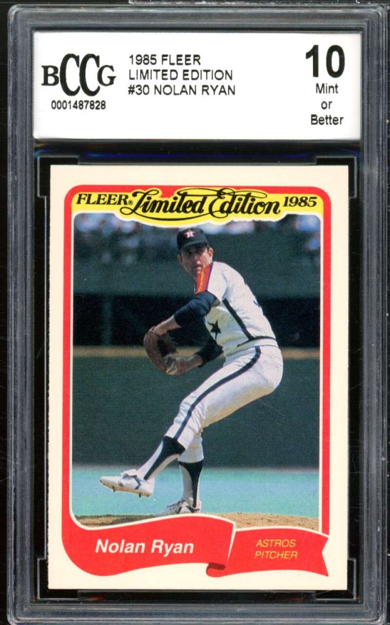 1985 fleer limited edition baseball cards 1985 Fleer Limited Edition #30 Nolan Ryan Card BGS BCCG 10 Mint+ – SUPERIORSPORTSINVESTMENTS.COM