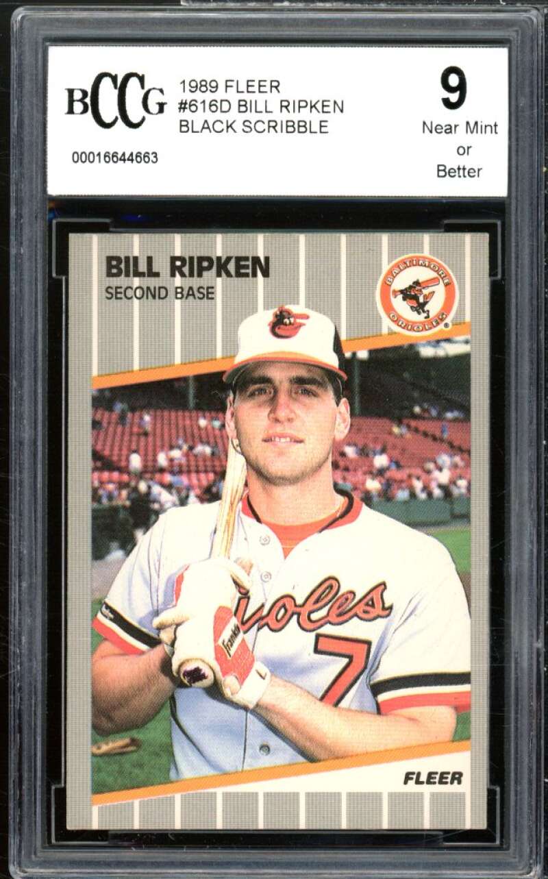 1989 Fleer #616 Bill Ripken Black Scribble Card BGS BCCG 9 Near Mint+ Image 1