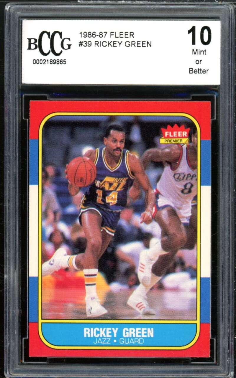 1986-87 Fleer #39 Rickey Green Card BGS BCCG 10 Mint+ Image 1