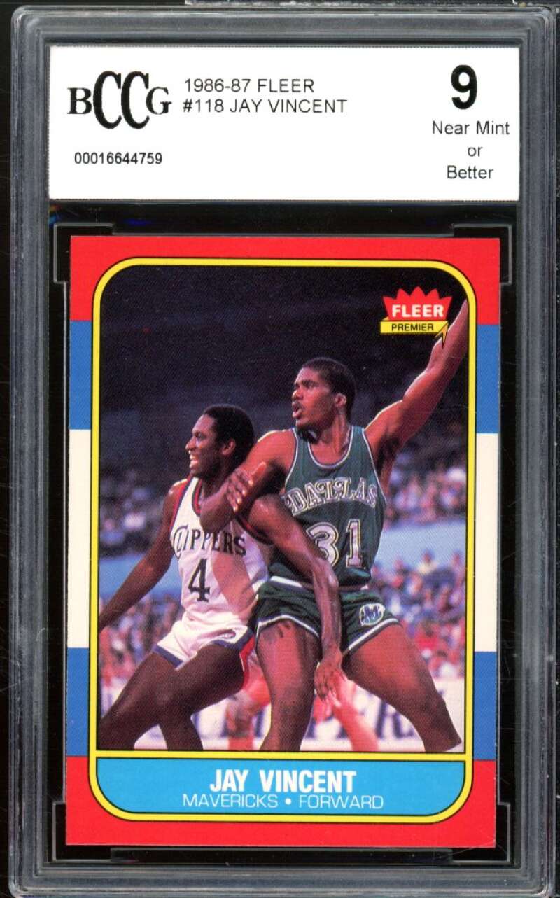 1986-87 Fleer #118 Jay Vincent Card BCCG 9 Near Mint+ Image 1