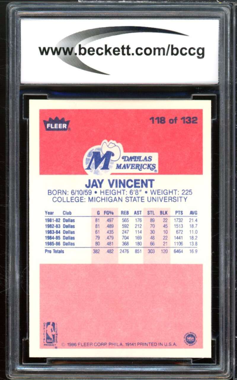 1986-87 Fleer #118 Jay Vincent Card BCCG 9 Near Mint+ Image 2