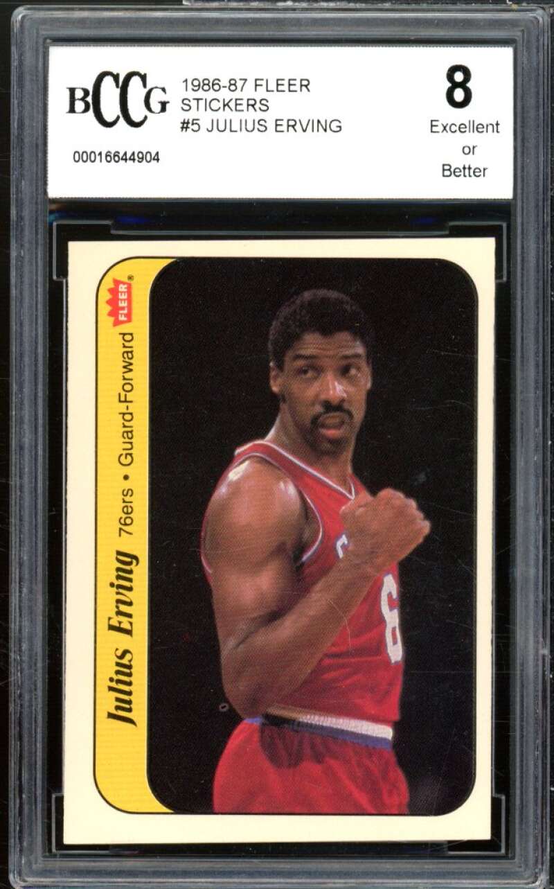 1986-87 Fleer Stickers #5 Julius Erving Card BGS BCCG 8 Excellent+ Image 1