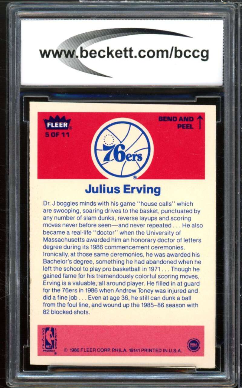 1986-87 Fleer Stickers #5 Julius Erving Card BGS BCCG 8 Excellent+ Image 2