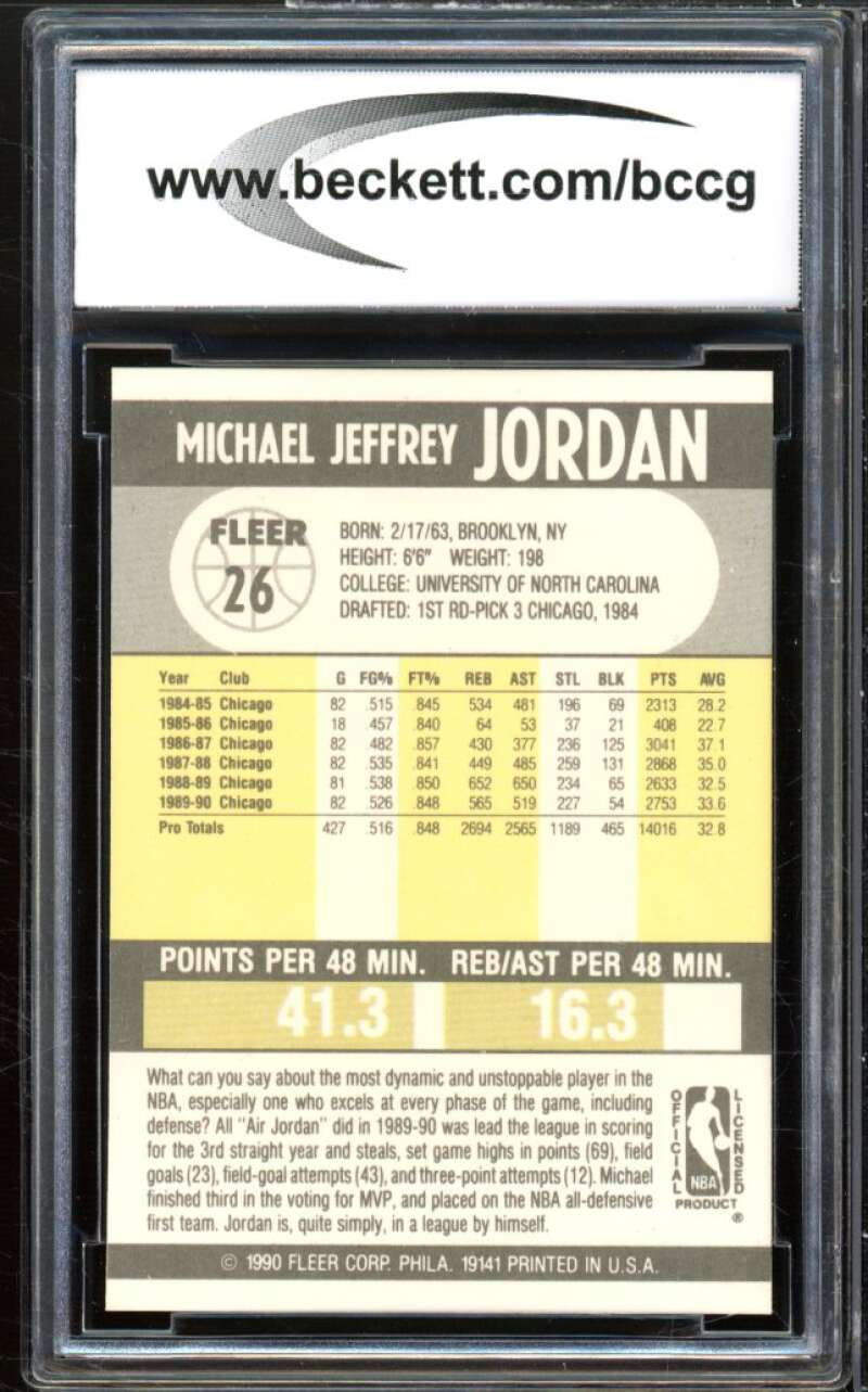 1990-91 Fleer #26 Michael Jordan Card BGS BCCG 10 Mint+ Image 2