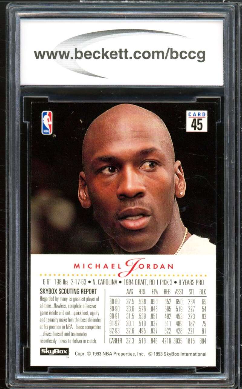 1993-94 SkyBox Premium #45 Michael Jordan Card BGS BCCG 10 Mint+ Image 2