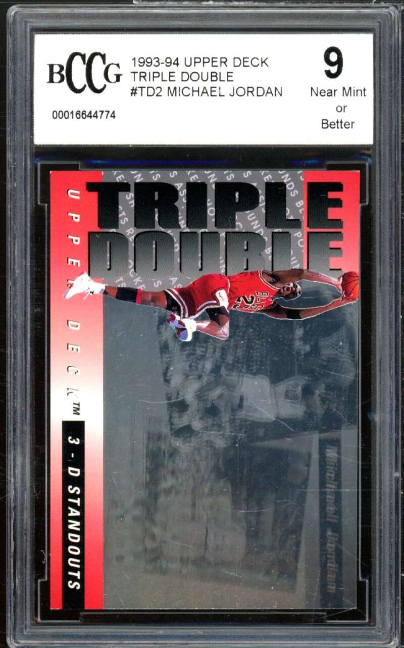 1993-94 Upper Deck Triple Double #td2 Michael Jordan Card BGS BCCG 9 Near Mint+ Image 1