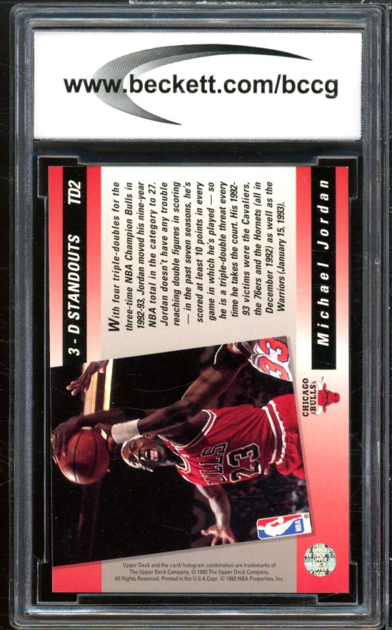 1993-94 Upper Deck Triple Double #td2 Michael Jordan Card BGS BCCG 9 Near Mint+ Image 2