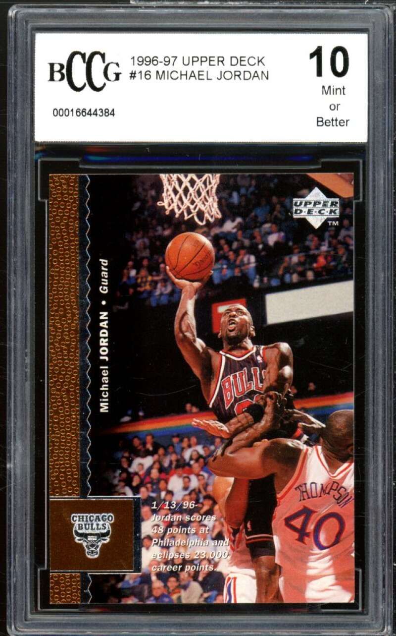 1996-97 Upper Deck #16 Michael Jordan Card BGS BCCG 10 Mint+ Image 1