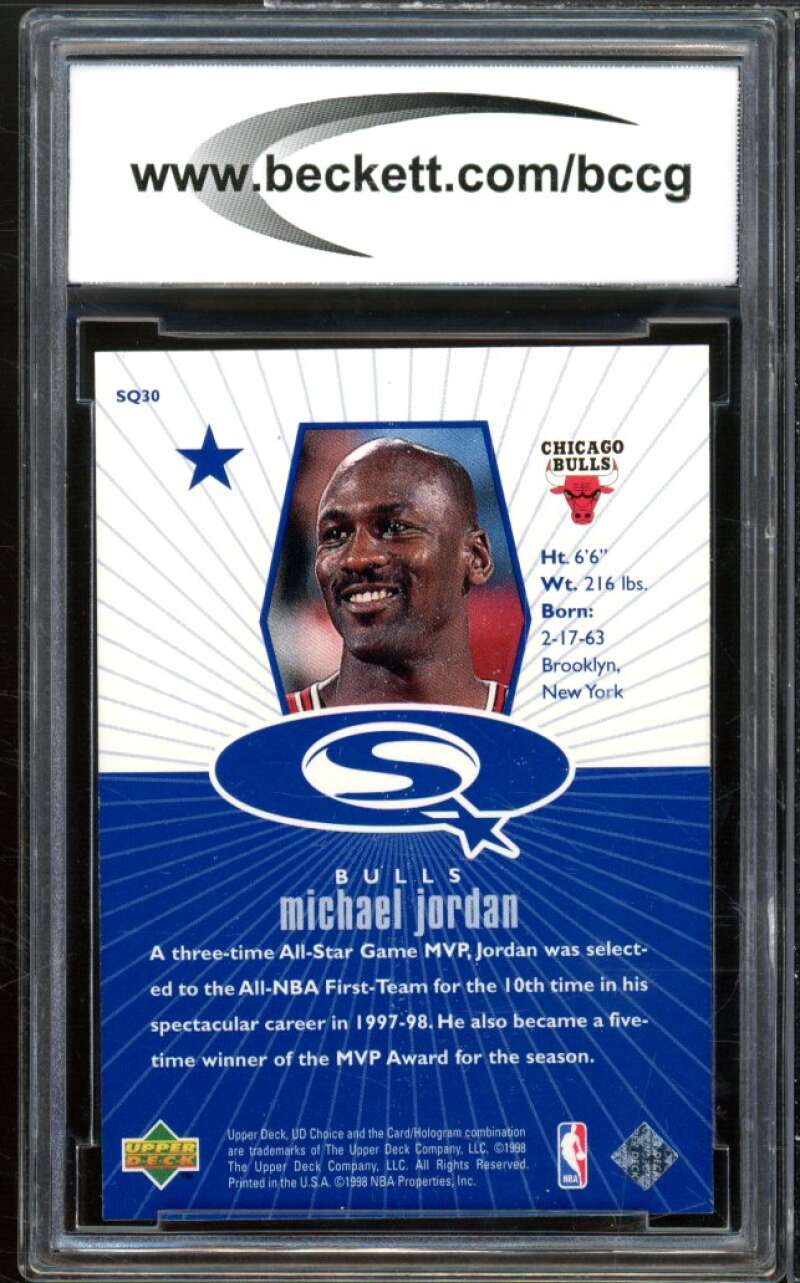 1998-99 UD Choice Starquest Blue #sq30 Michael Jordan Card BCCG 9 Near Mint+ Image 2