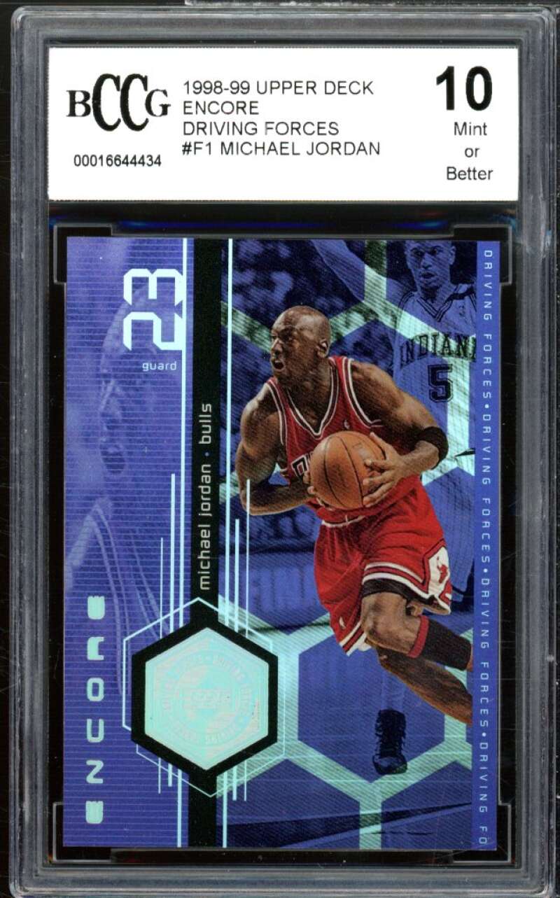 1998-99 Upper Deck Encore Driving Forces #f1 Michael Jordan Card BCCG 10 Mint+ Image 1