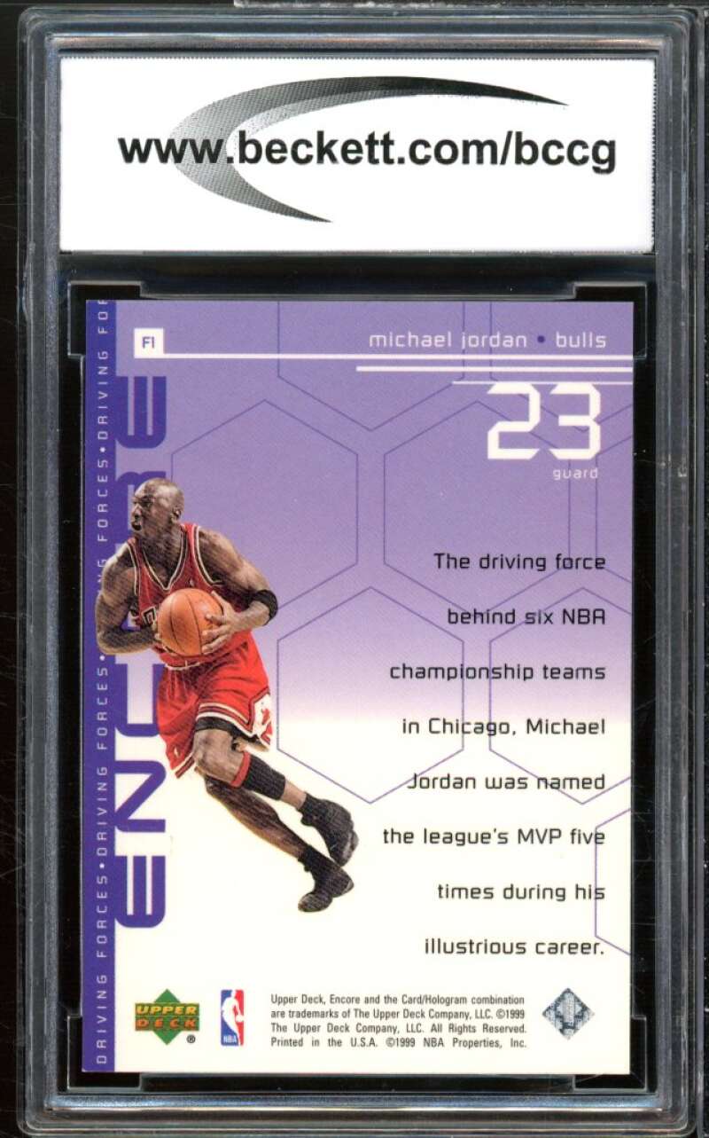 1998-99 Upper Deck Encore Driving Forces #f1 Michael Jordan Card BCCG 10 Mint+ Image 2