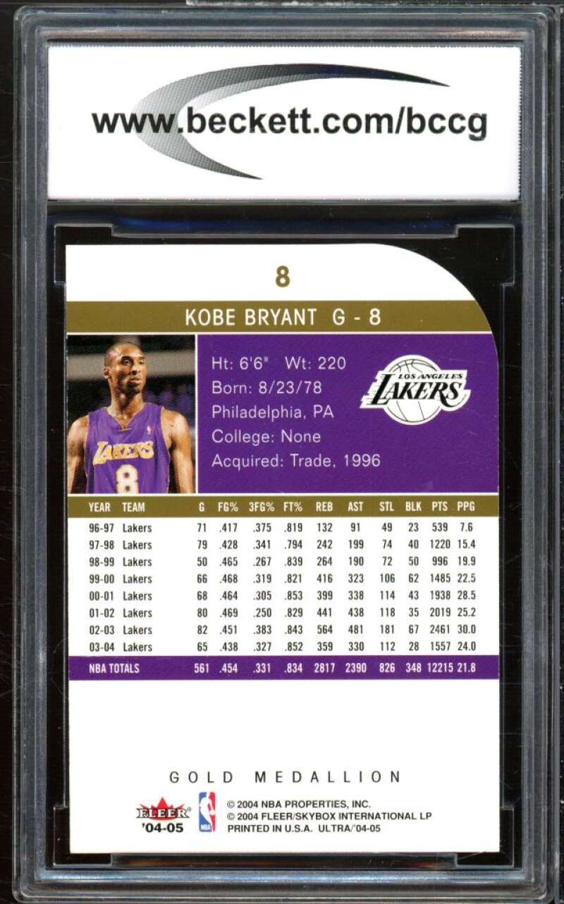 2004-05 Ultra Gold Medallion #8 Kobe Bryant BGS BCCG 9 Near Mint+ Image 2