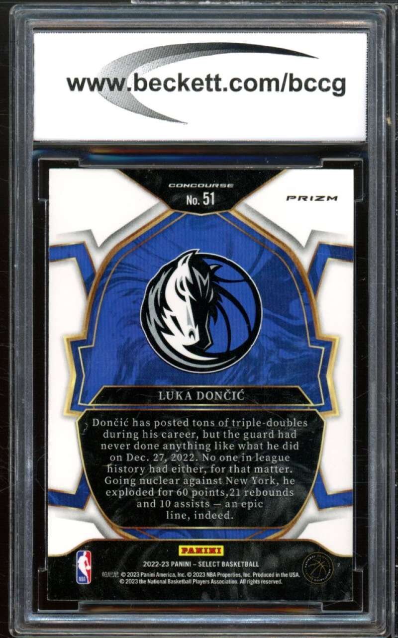 2022-23 Select Green White Purple Prizms #51 Luka Doncic Card BGS BCCG 10 Mint+ Image 2