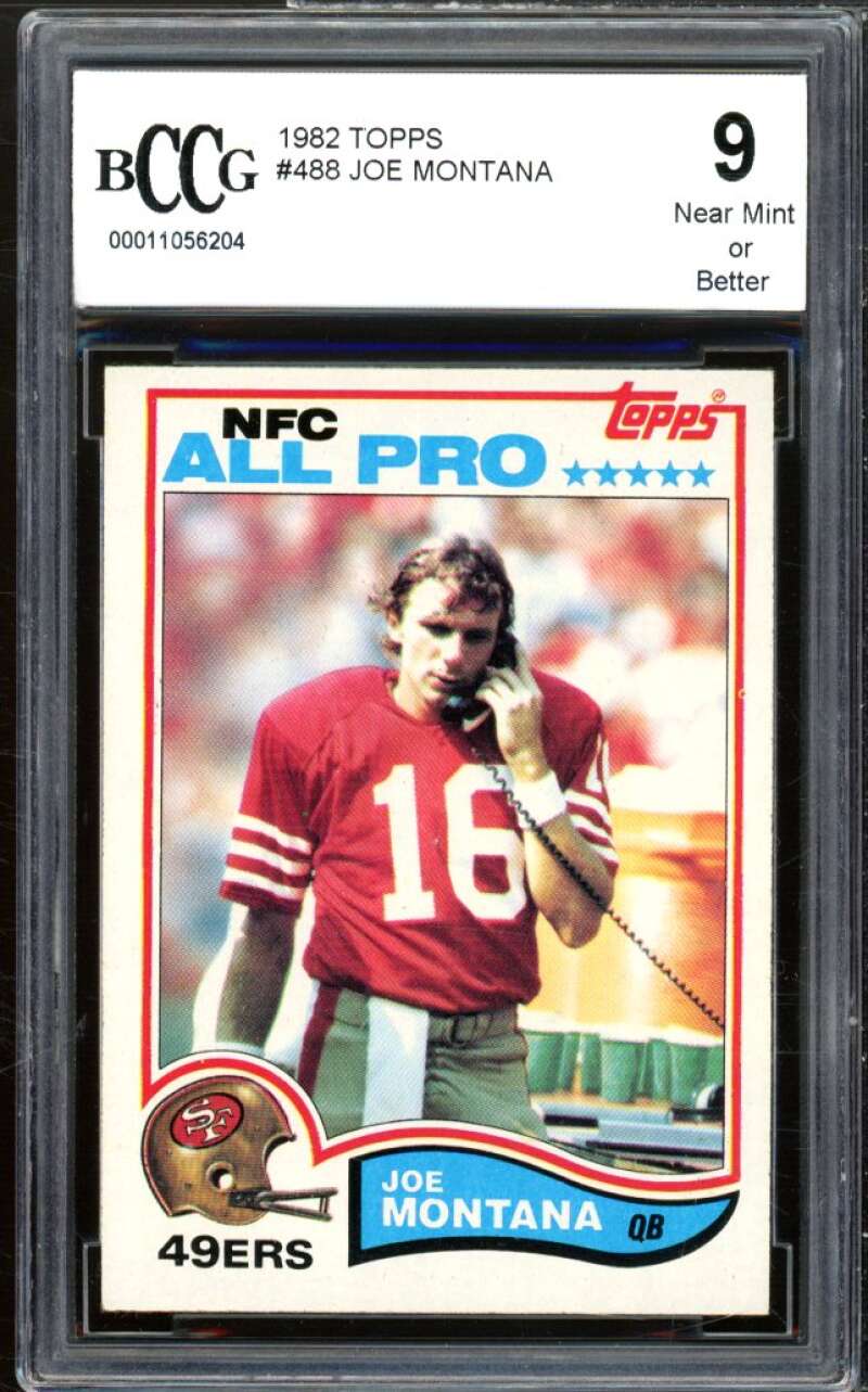 1982 Topps #488 Joe Montana Card BCCG 9 Near Mint+ Image 1