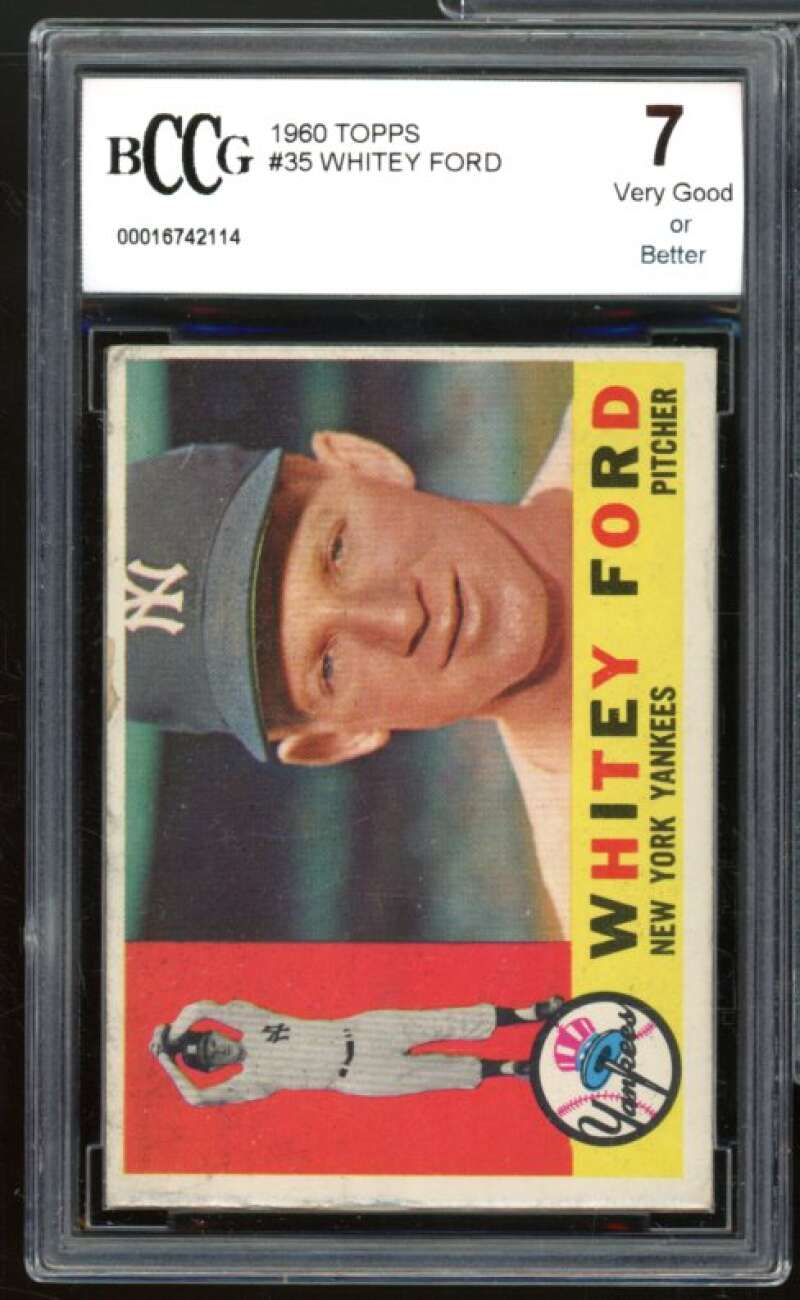 1960 Topps #35 Whitey Ford Card BGS BCCG 7 Very Good+ Image 1