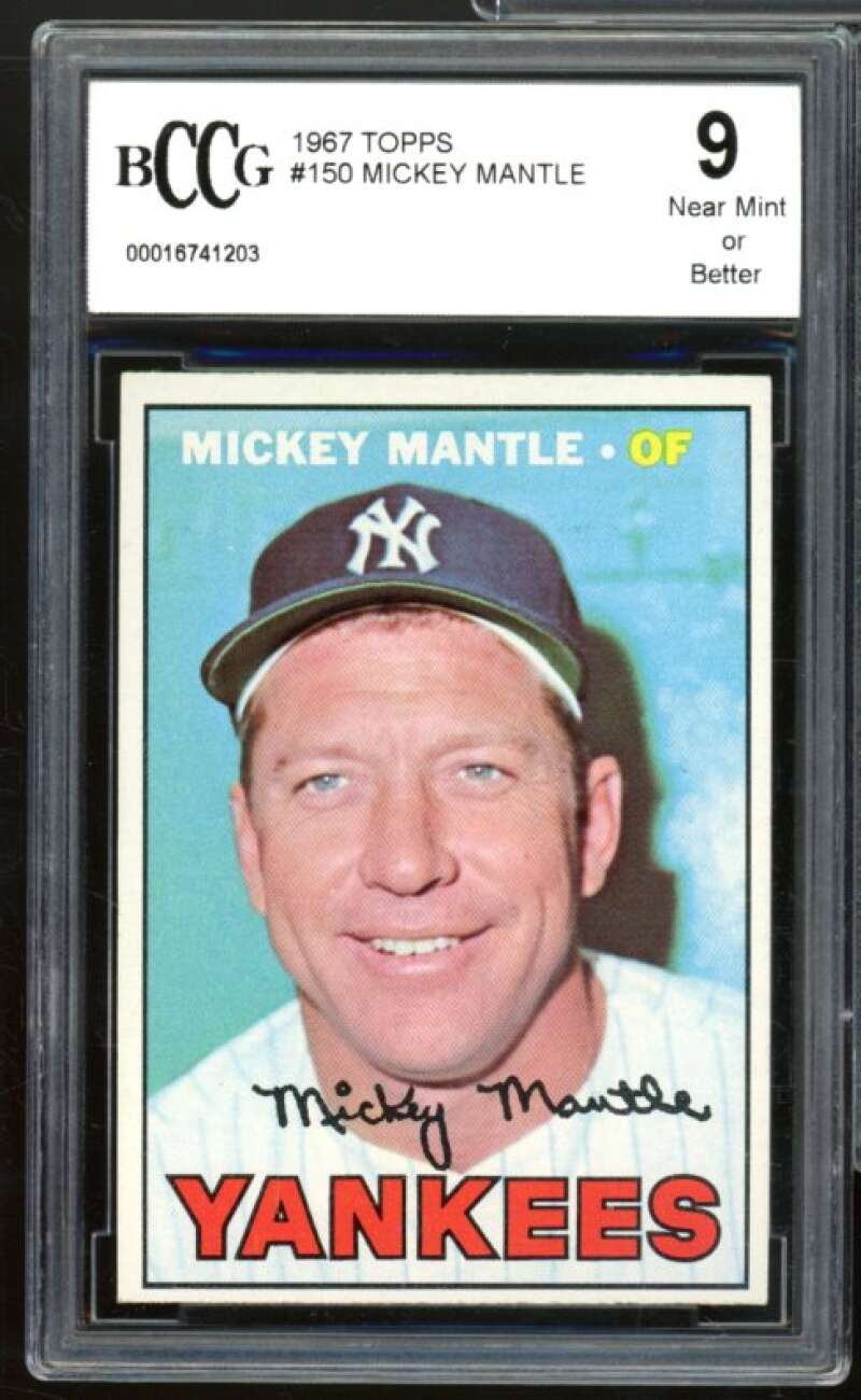 1967 Topps #150 Mickey Mantle Card BGS BCCG 9 Near Mint+ Image 1