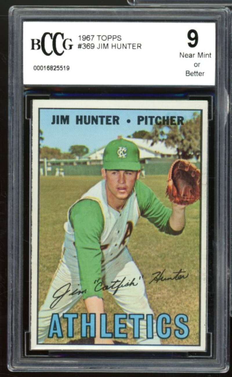 1967 Topps #369 Jim Hunter Card BGS BCCG 9 Near Mint+ Image 1