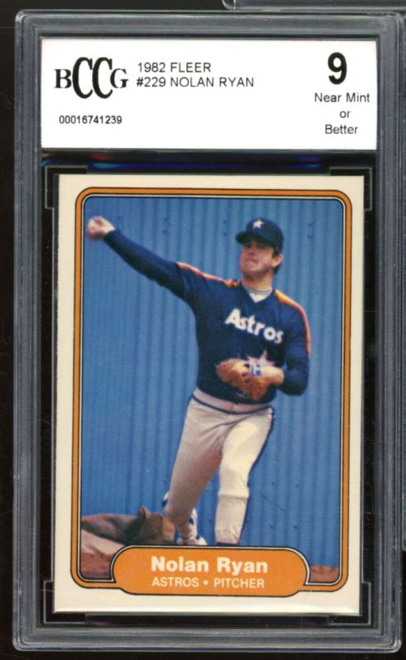 1982 Fleer #229 Nolan Ryan Card BGS BCCG 9 Near Mint+ Image 1