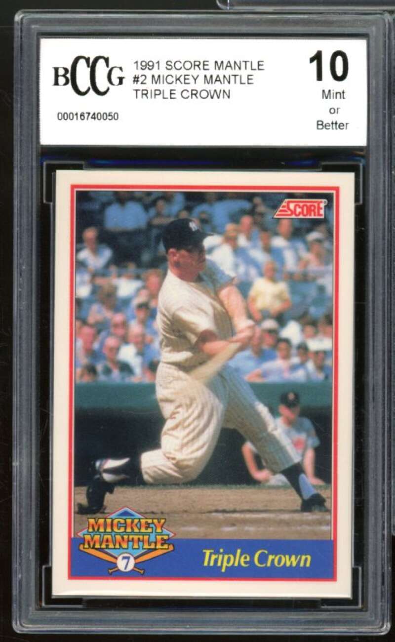 1991 Score Mantle #2 Mickey Mantle Triple Crown Card BGS BCCG 10 Mint+ Image 1