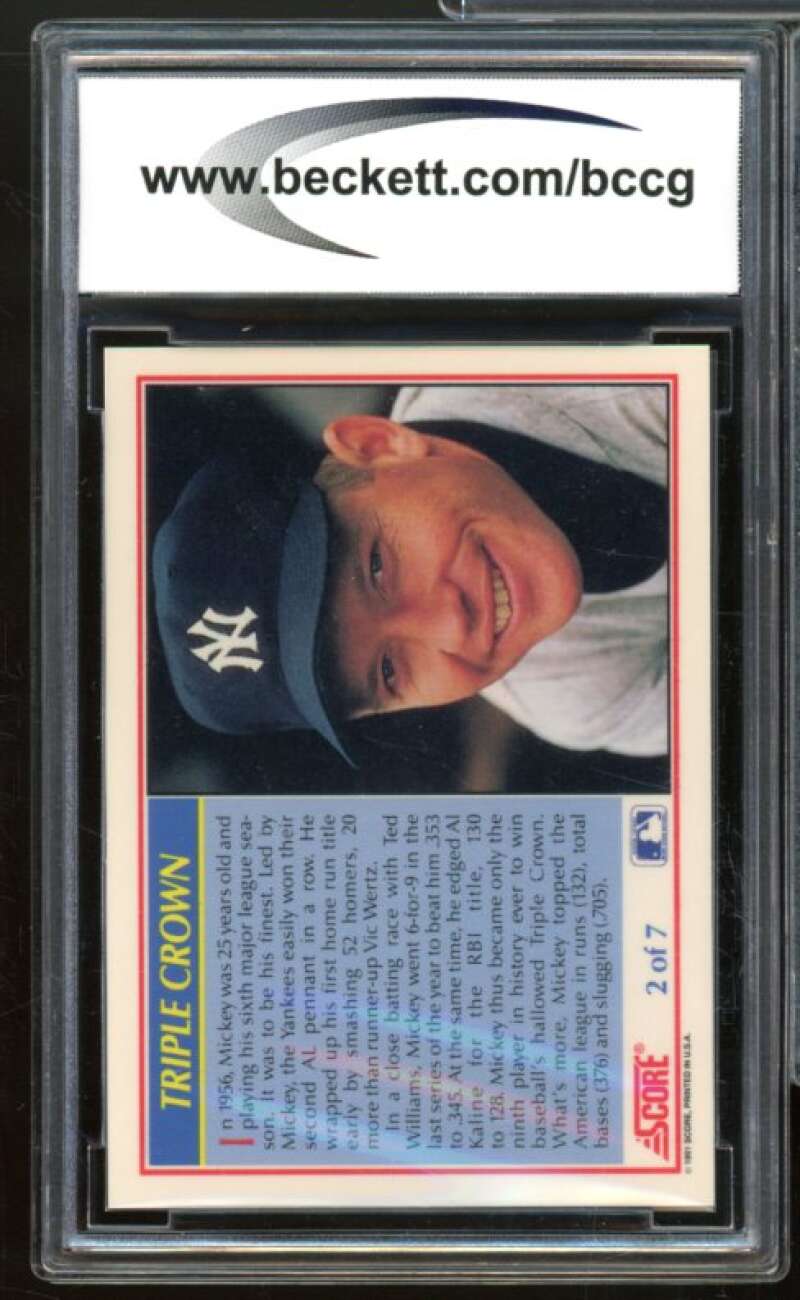 1991 Score Mantle #2 Mickey Mantle Triple Crown Card BGS BCCG 10 Mint+ Image 2