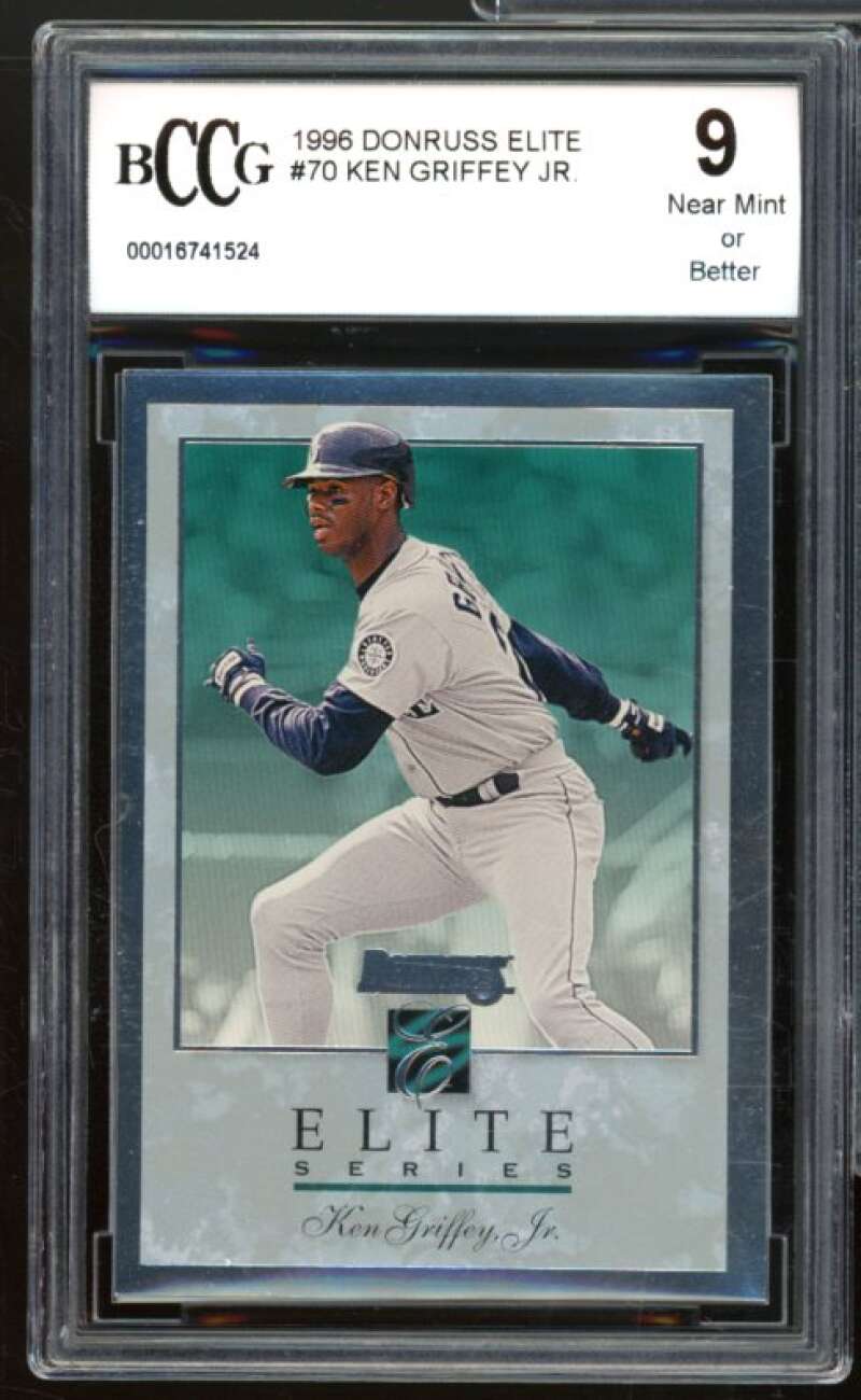 1996 Donruss Elite #70 Ken Griffey Jr. Card BGS BCCG 9 Near Mint+ Image 1