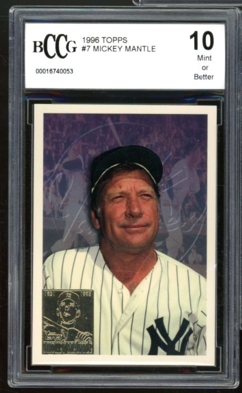 1996 Topps #7 Mickey Mantle Card BGS BCCG 10 Mint+ Image 1