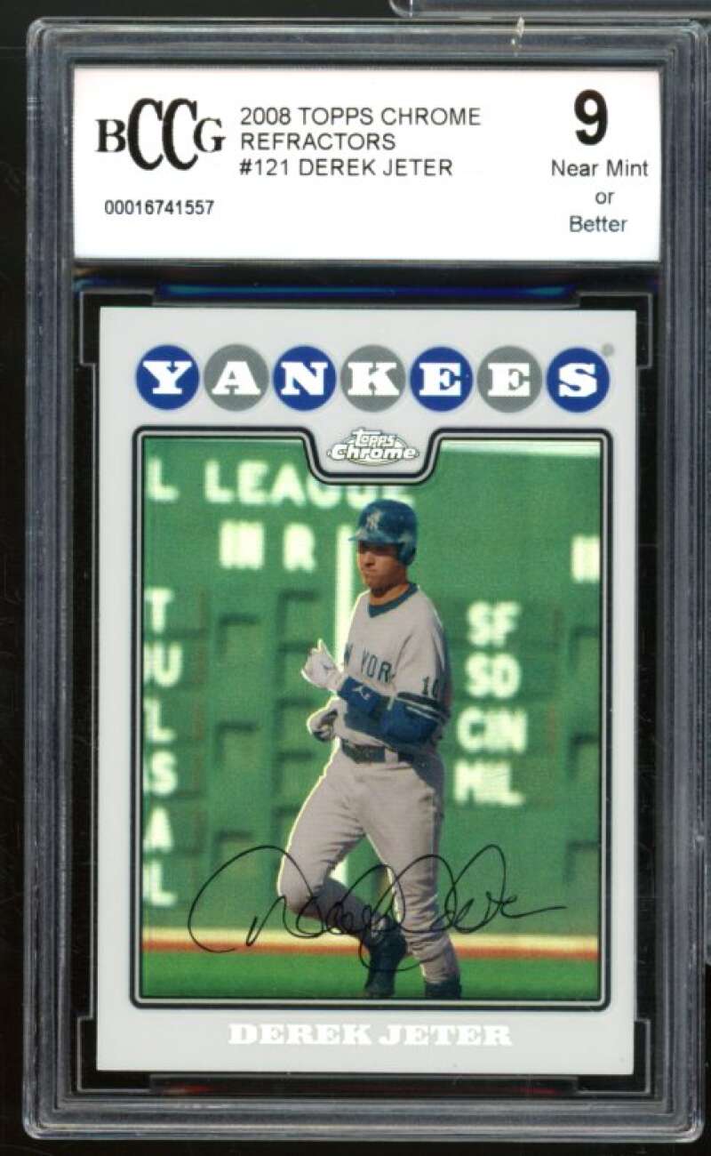 2008 Topps Chrome Refractors #121 Derek Jeter Card BGS BCCG 9 Near Mint+ Image 1